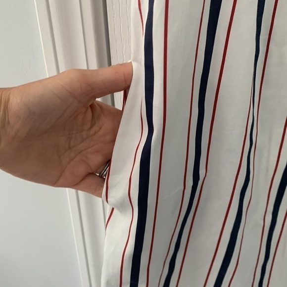 Tuckernuck white Navy and‎ Red Stripe Clifton Dress size XS midi collared - Picture 13 of 16